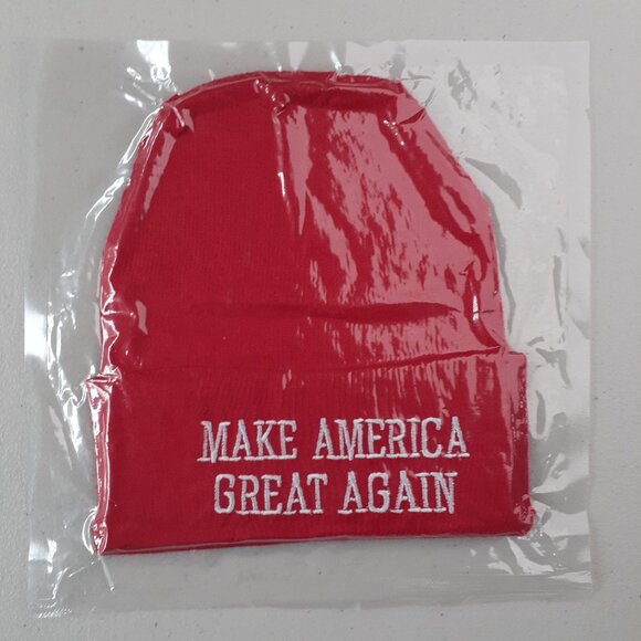New MAGA - Red and White Beanie Knit Cap - Picture 1 of 3